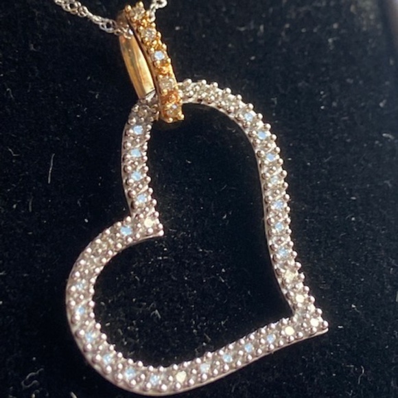 Gold and Diamond Heart Necklace ,   1/3 Carat of Diamonds and 10K Solid Gold - Picture 2 of 5